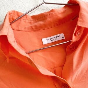 EQUIPMENT 100% silk long sleeve blouse button up top shirt XS orange